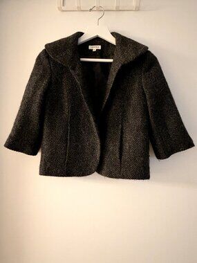 Generra Charcoal Bouclé Tweed Cropped Jacket Blazer XS